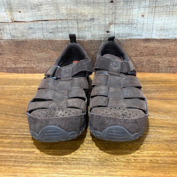 Merrell Telluride Wrap Mens 13 Clay Brown Leather Fisherman Hiking Sandals - Picture 5 of 11